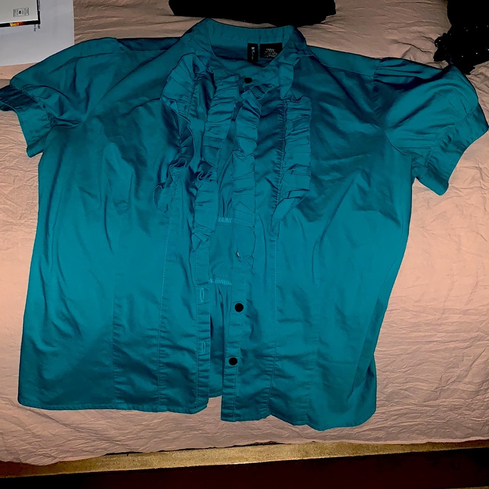 Turquoise business formal shirt.